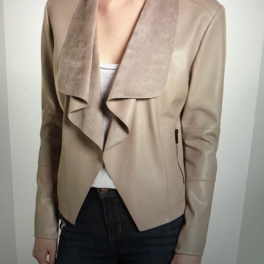 drape faux leather jacket